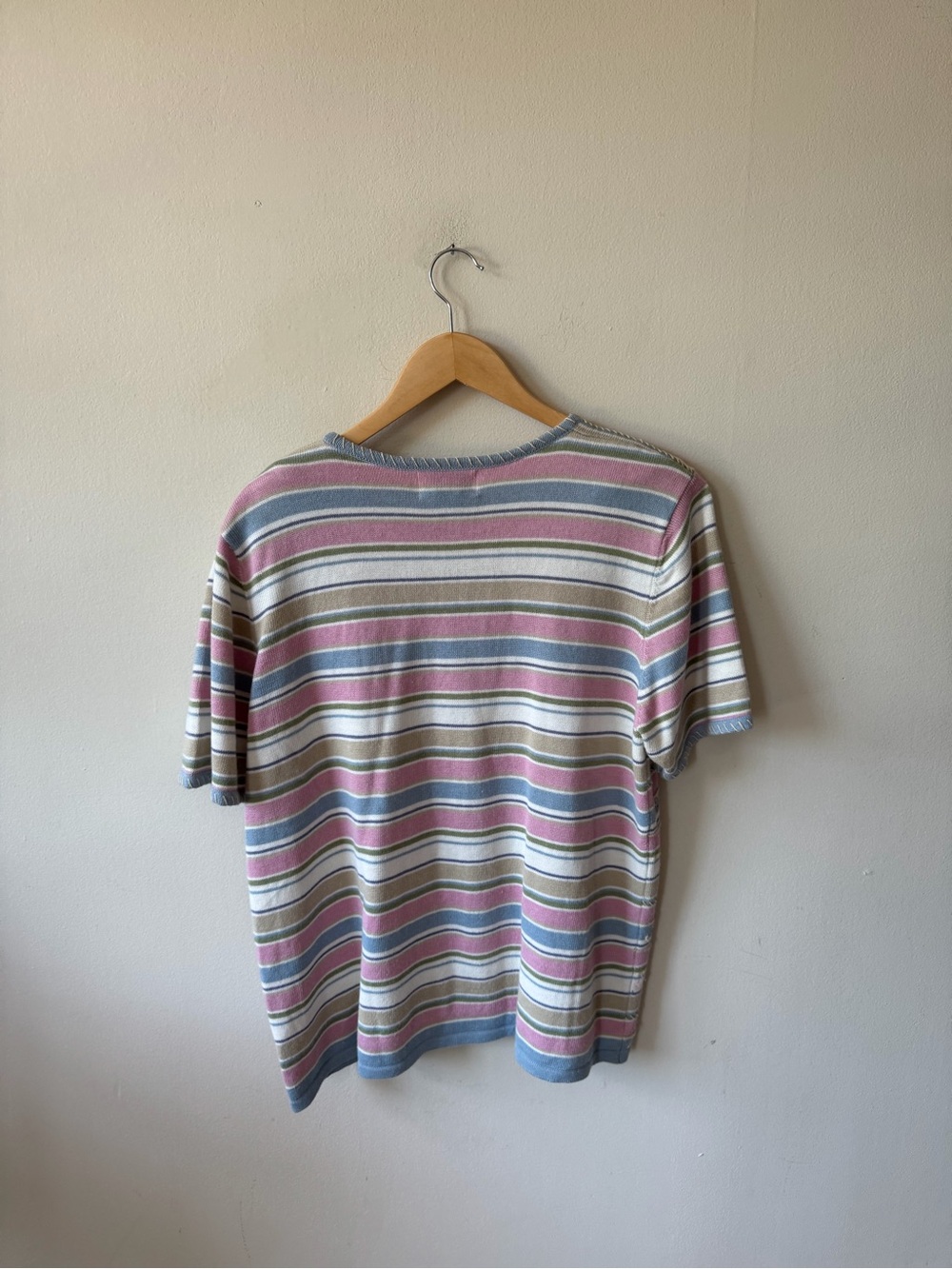 Vintage Alfred Dunner Striped Pastel Short Sleeve Knit Top - Picture 9 of 9
